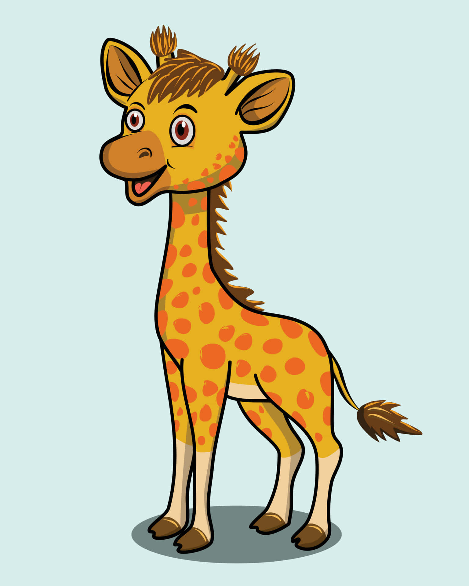 Kawaii Giraffe Enjoying a Chill Day Wallpaper