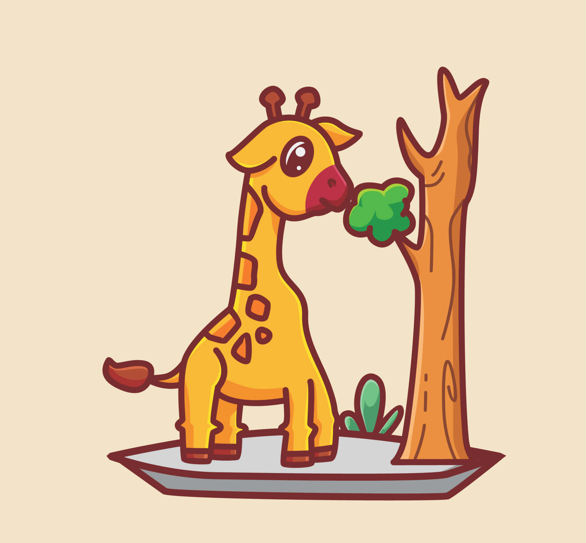 A Cute Kawaii Giraffe Illustration Wallpaper