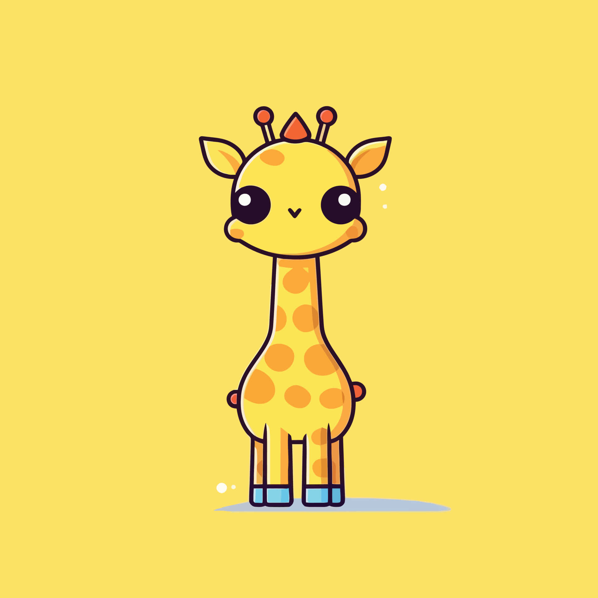 Adorable Kawaii Giraffe with Colorful Hearts and Stars Wallpaper