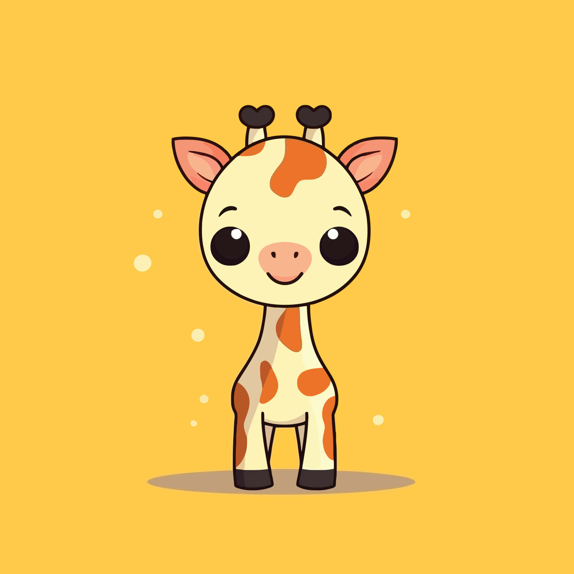 Adorable Kawaii Giraffe with Colorful Polka Dots Wallpaper