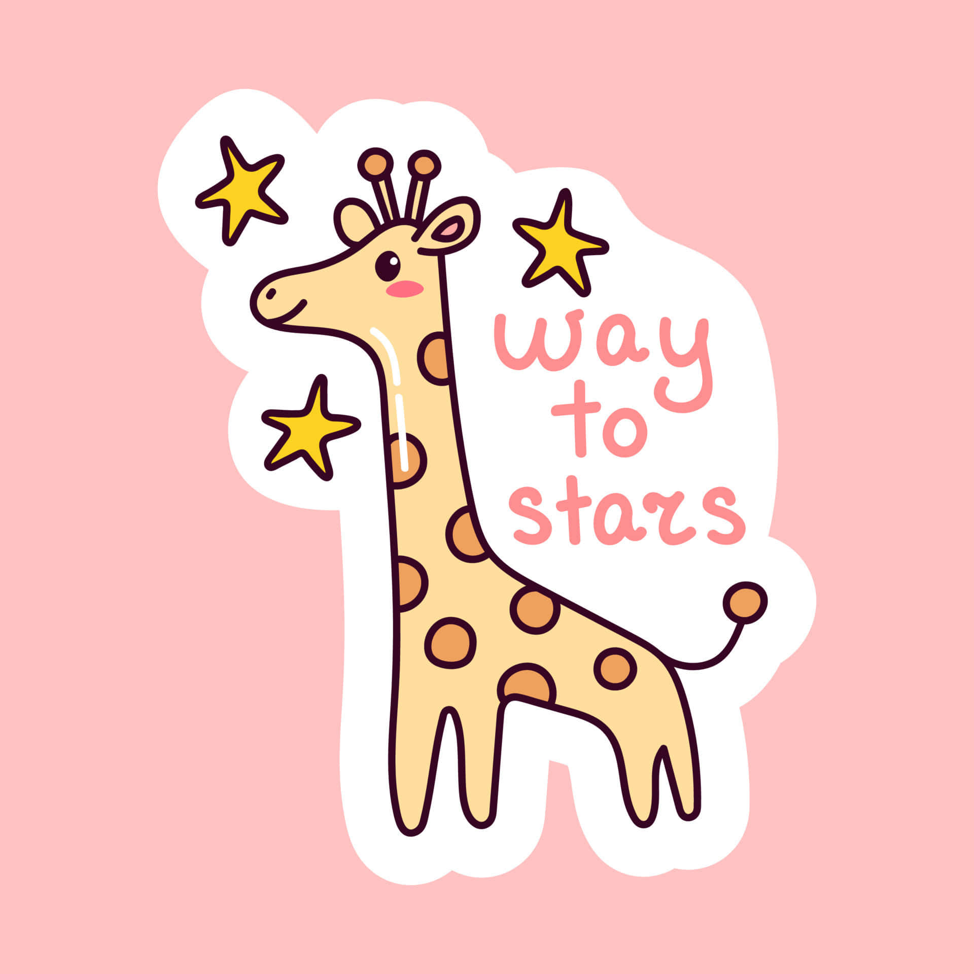 Adorable Kawaii Giraffe with a Friendly Smile Wallpaper