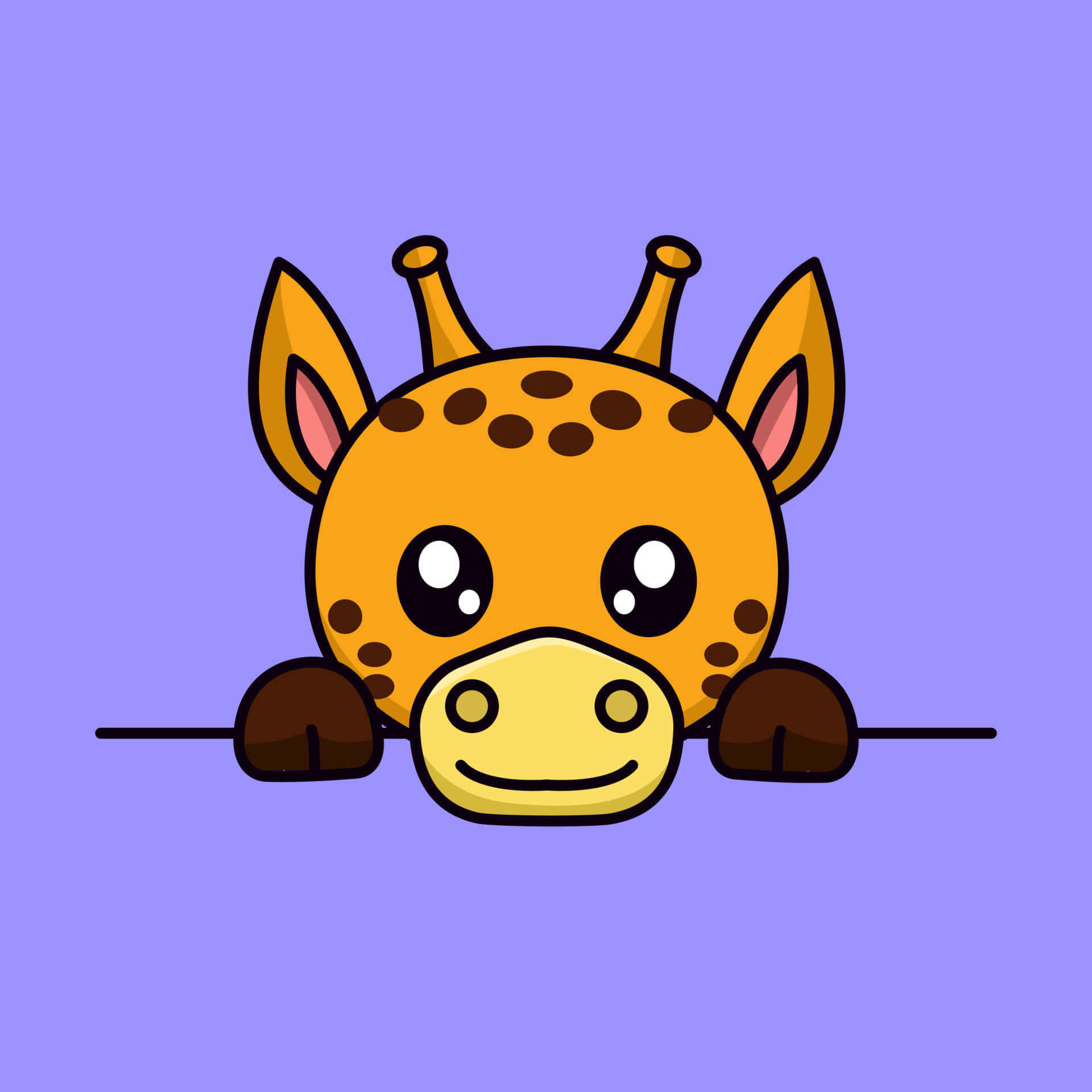 Adorable Kawaii Giraffe with a Colorful Background Wallpaper