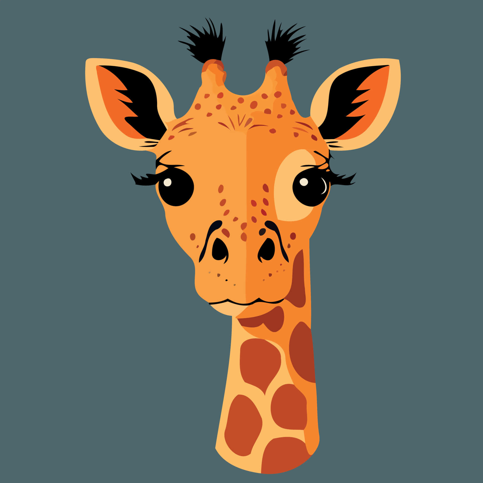 Adorable Kawaii Giraffe With Heart-Shaped Spots Wallpaper