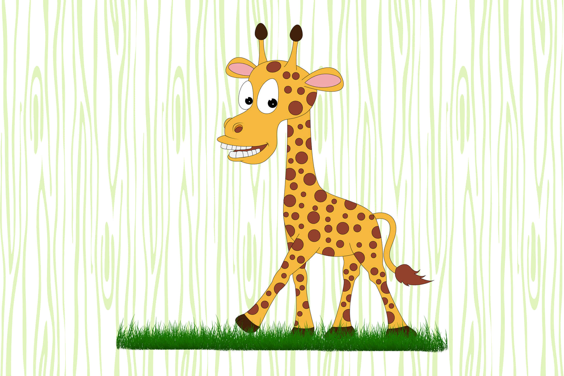 Adorable Kawaii Giraffe in a Colorful World Wallpaper