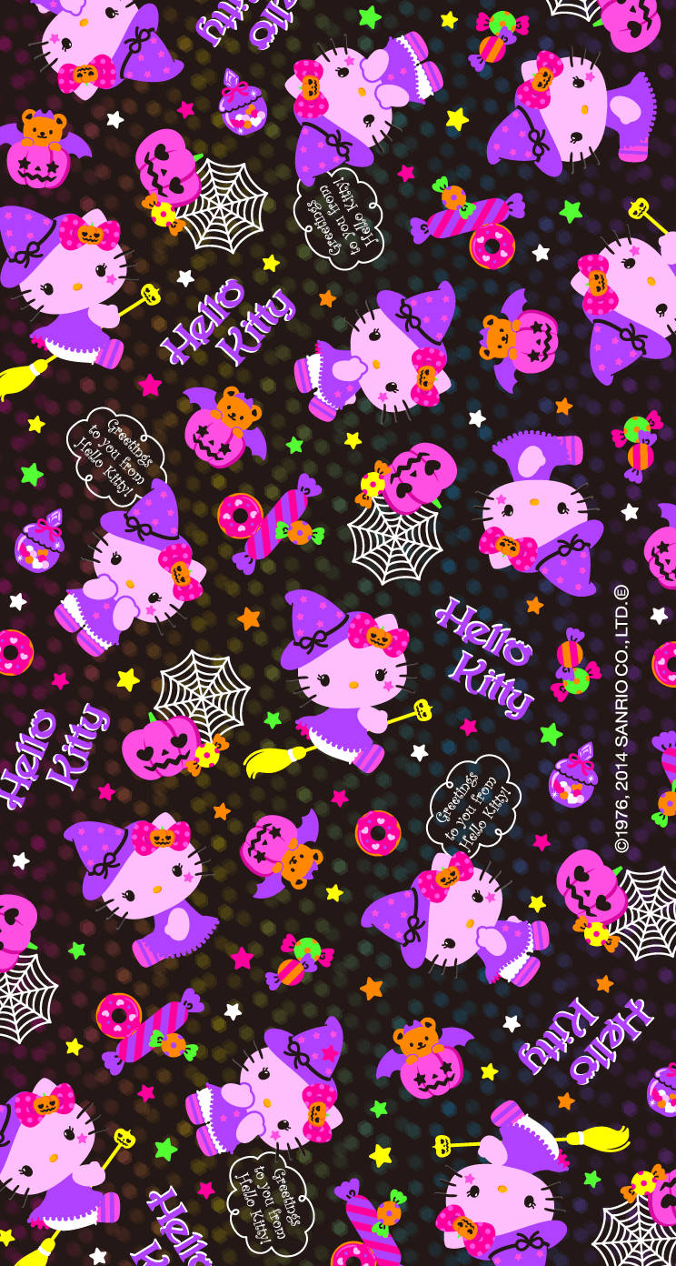 Kawaii Halloween Witch Hello Kitty Wallpaper