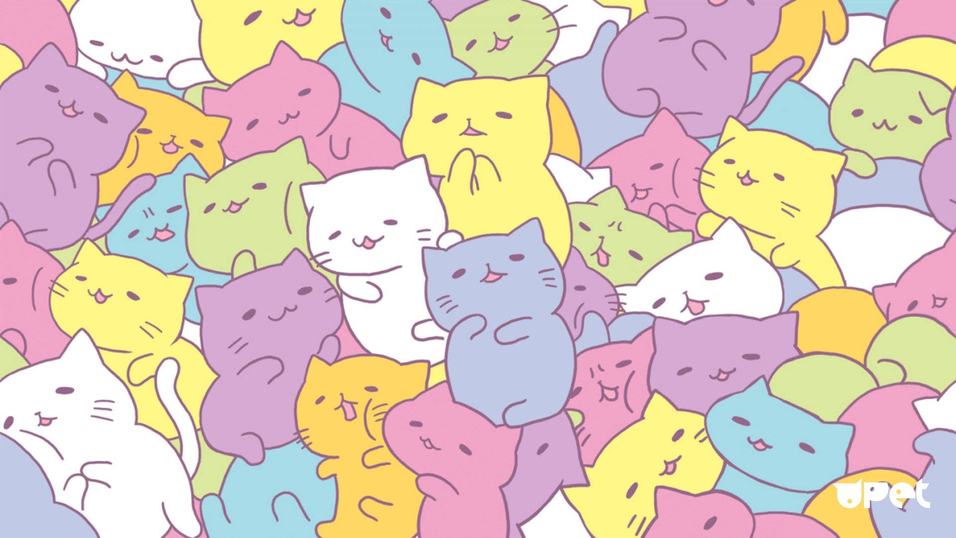 Kawaii Hd Colorful Cats Wallpaper
