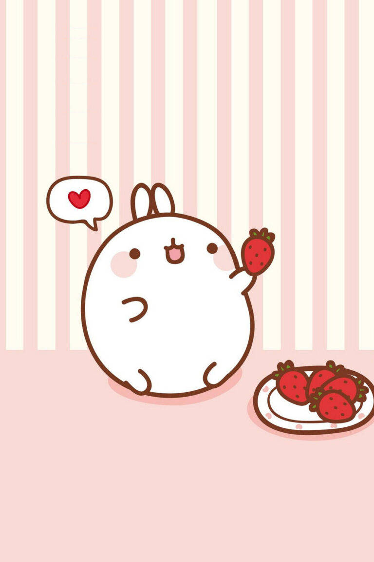 Kawaii Hd Molang Eating Strawberries