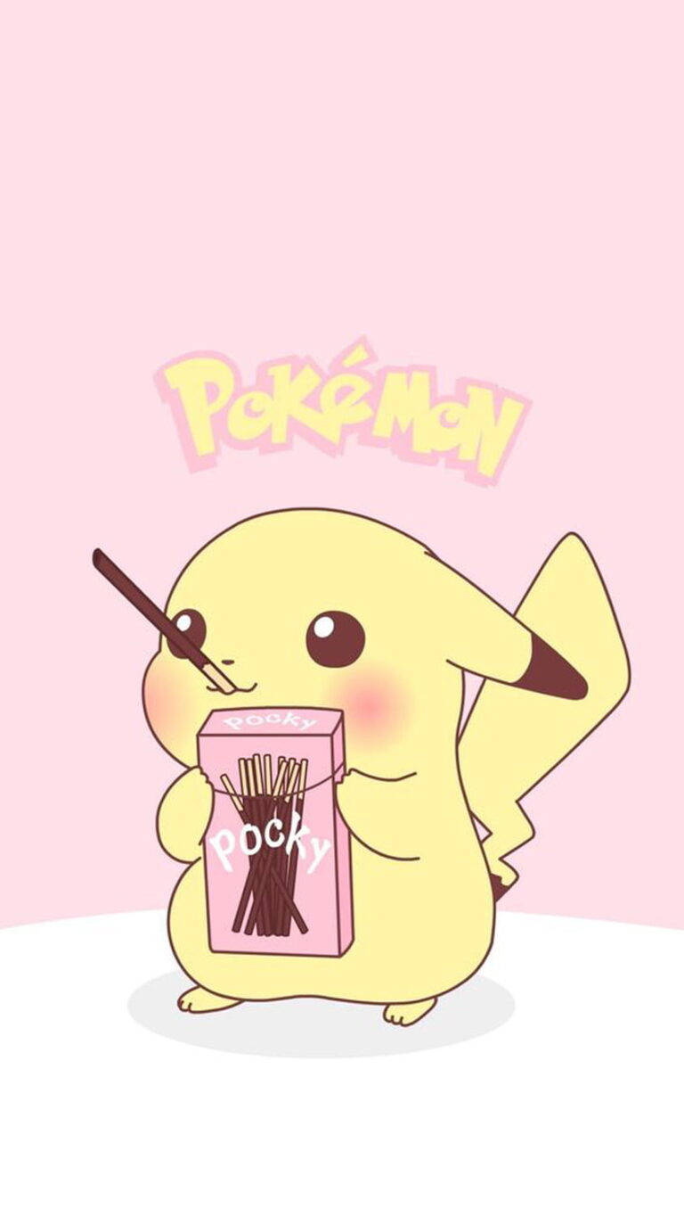 Kawaii Hd Pikachu Eating Pocky Wallpaper