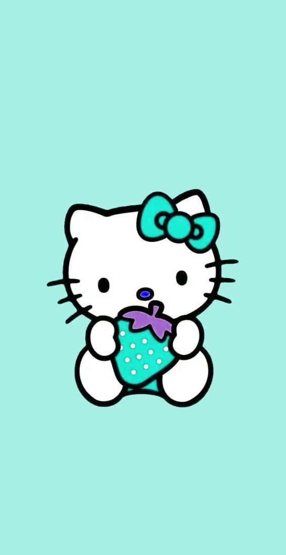 Cute smiling hello kitty kawaii character illustration on pink