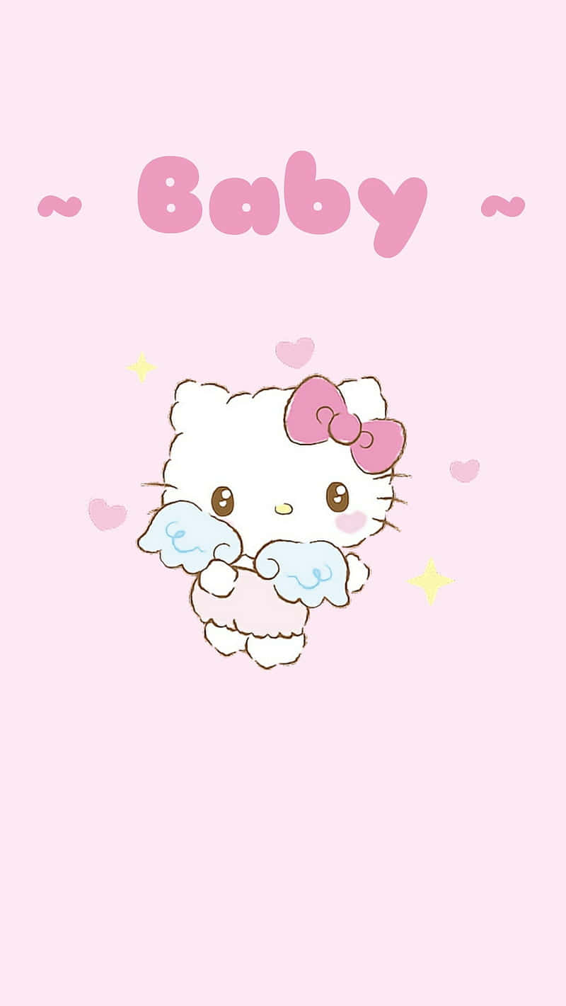 Kawaii Hello Kitty Winking and Smiling Wallpaper