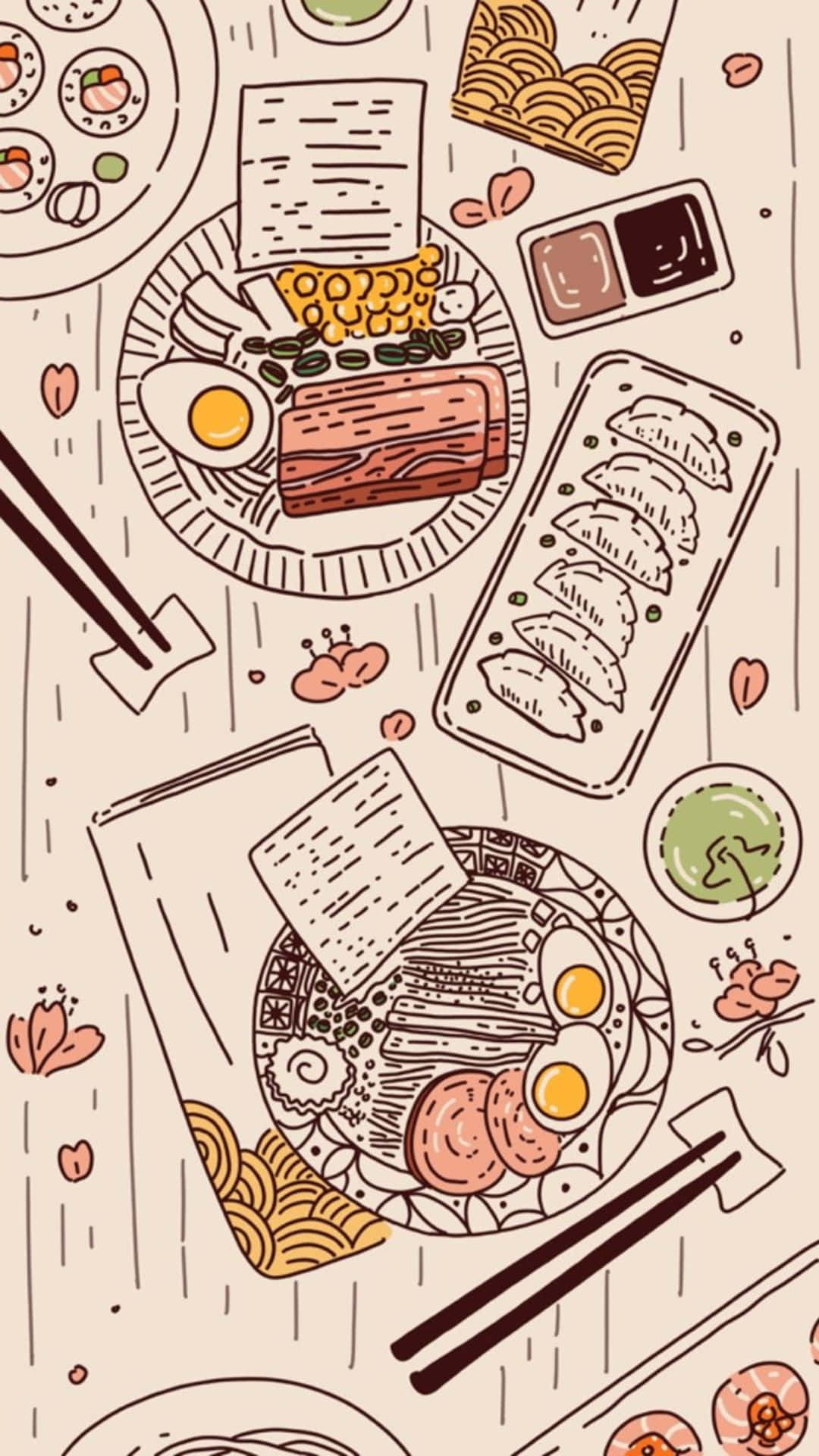 Adorable Kawaii Sushi Friends Wallpaper