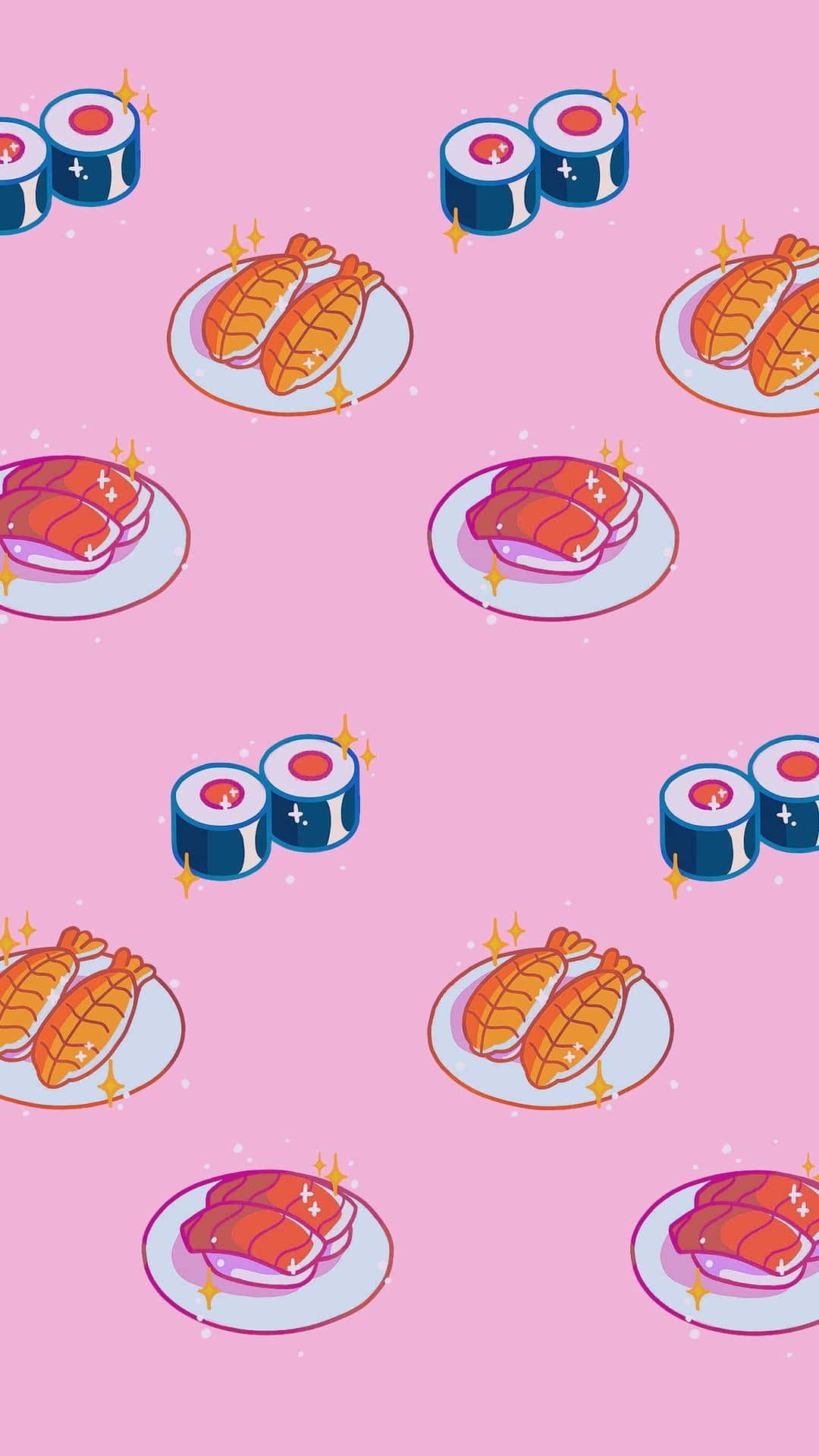 Adorable Kawaii Sushi Feast Wallpaper