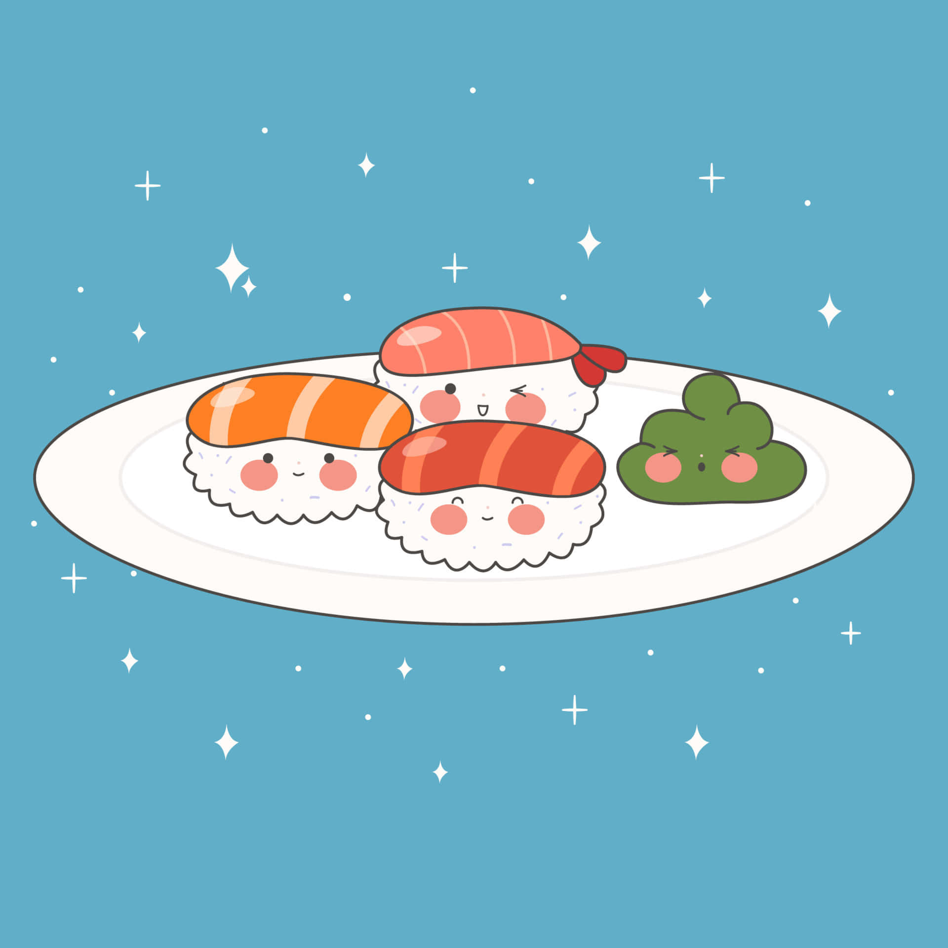 Delightful Kawaii Japanese Food Platter Wallpaper