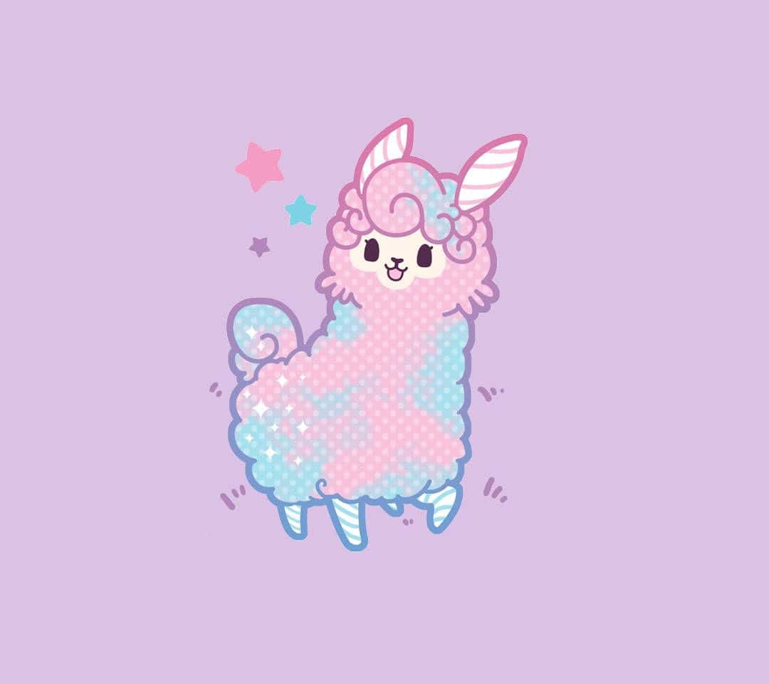 Cute and Colorful Kawaii Llama Illustration Wallpaper