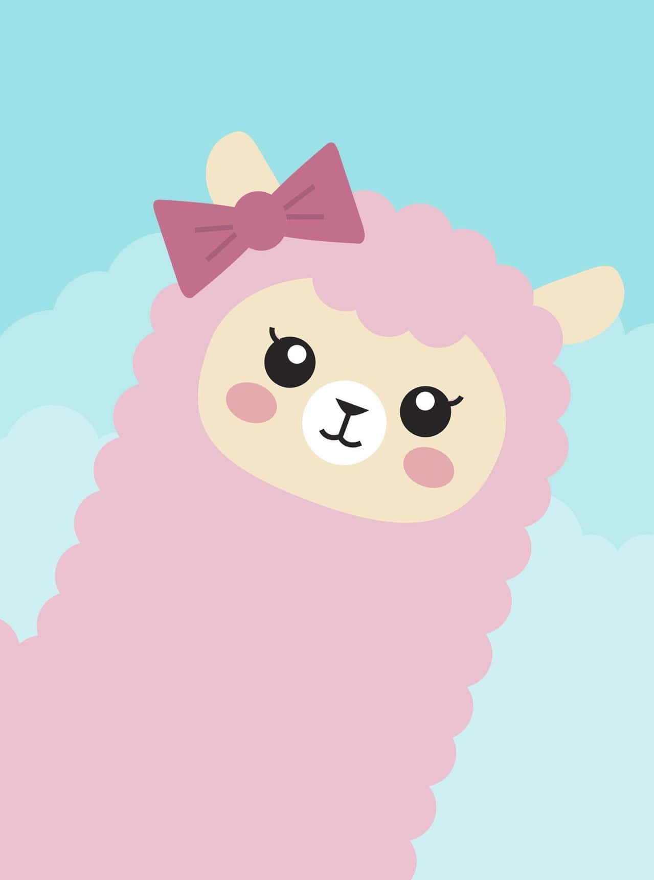 Kawaii Llama: The Adorable Fluffy Friend Wallpaper