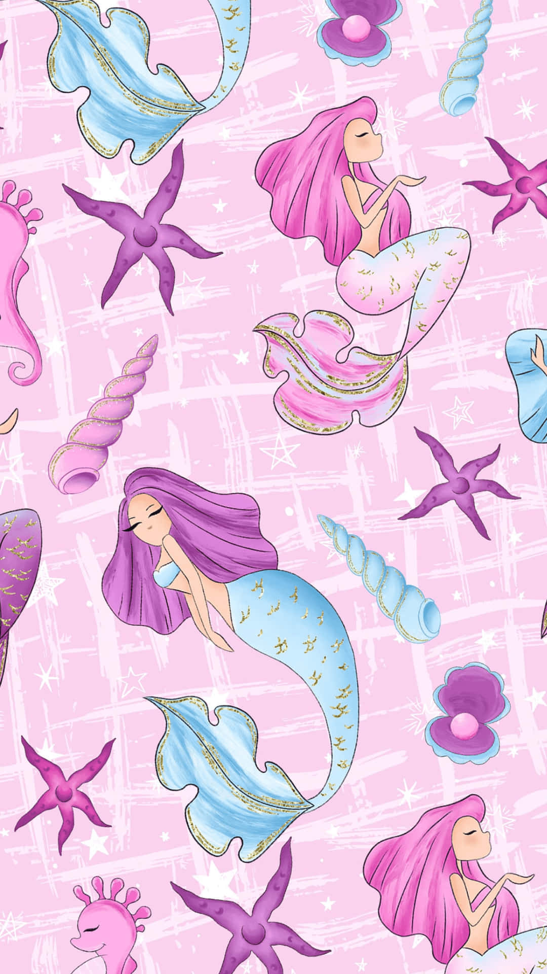 Dive into the Magical World of a Kawaii Mermaid Wallpaper