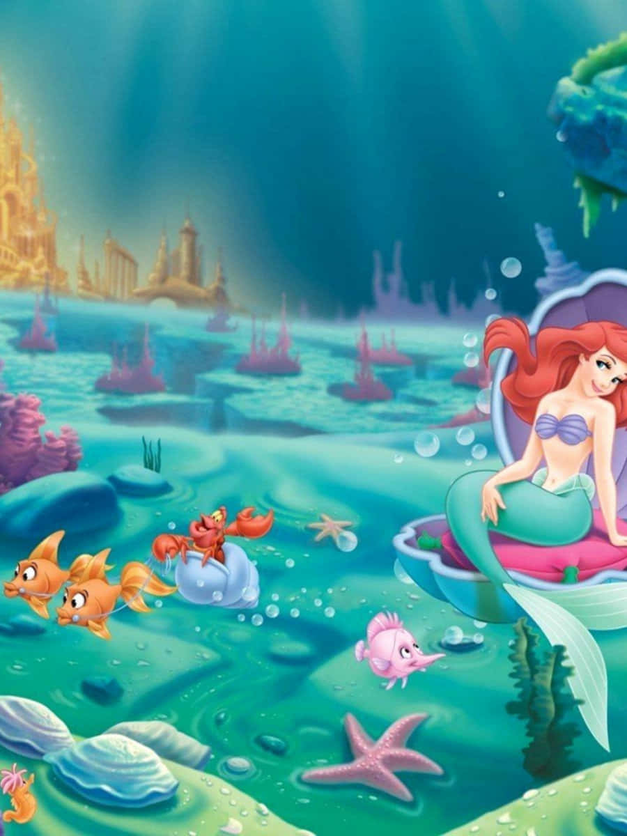 Adorablekawaii Sirena Explorando El Mágico Mundo Submarino. Fondo de pantalla