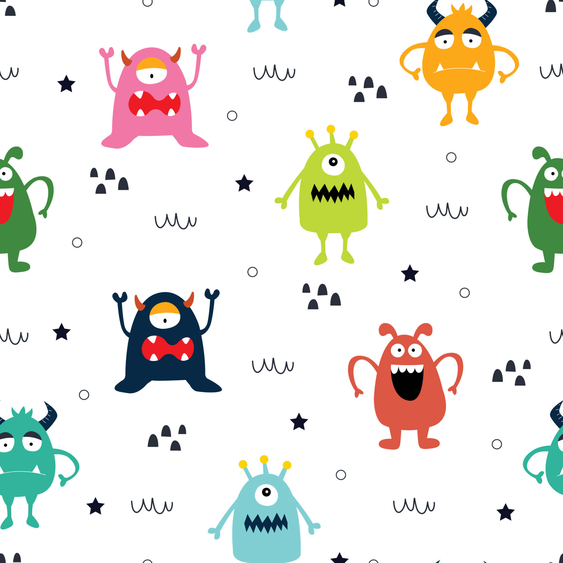 Cute and Colorful Kawaii Monster with a Heart Wallpaper