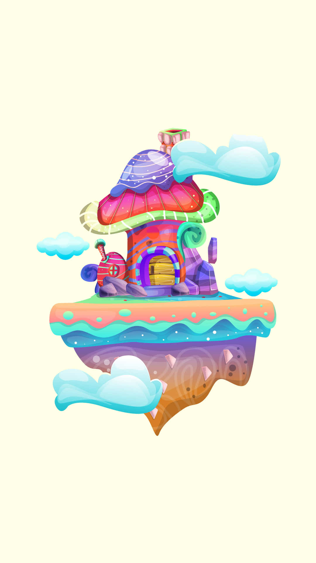 Adorable Kawaii Mushroom in a Magical Forest Wallpaper