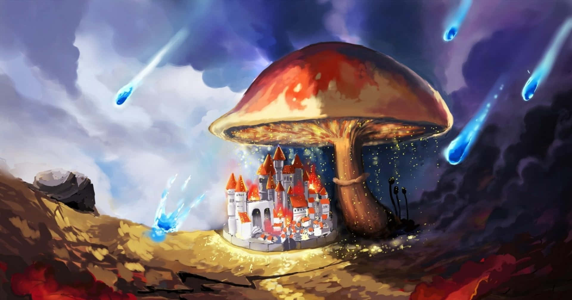 Adorable Kawaii Mushroom Illustration Wallpaper