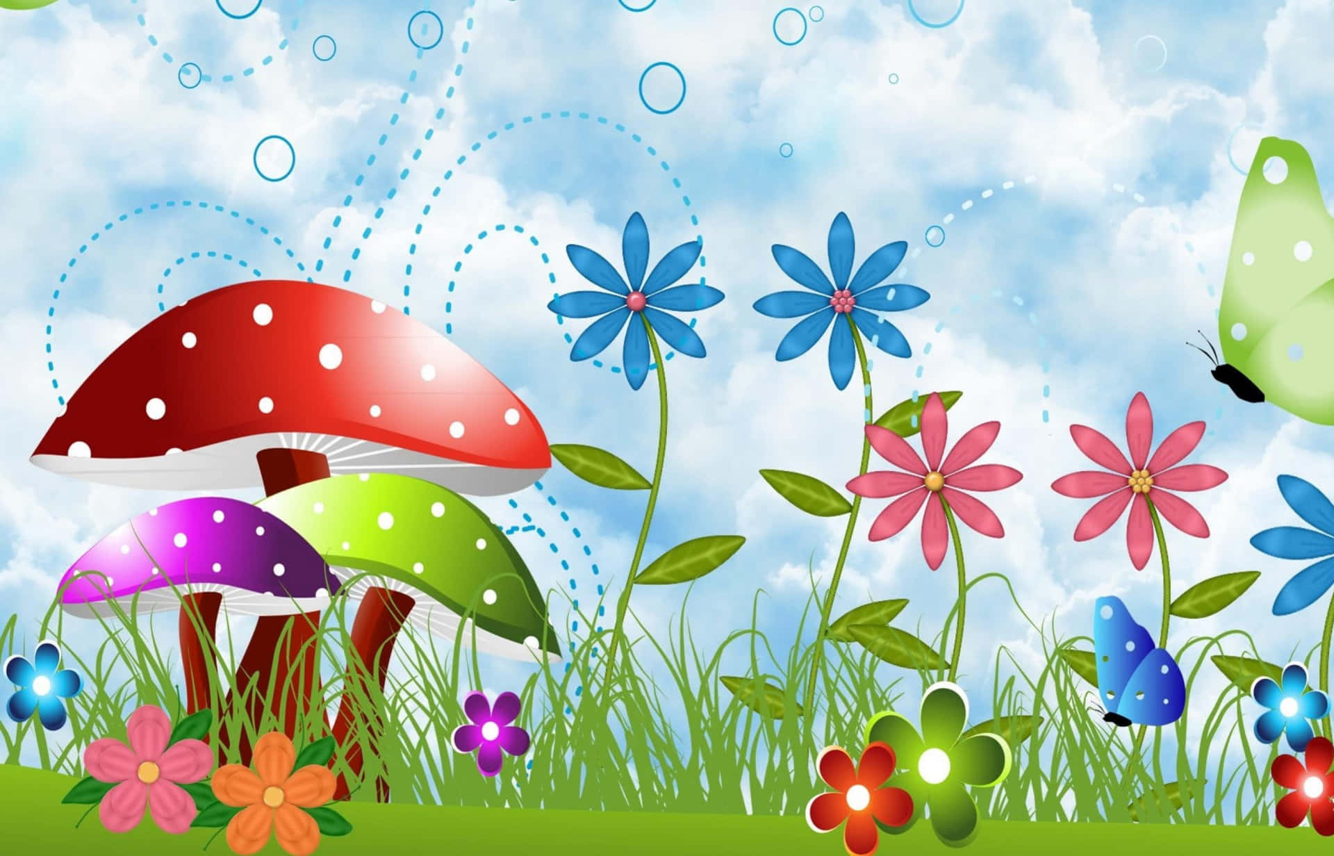 Enchanting Kawaii Mushroom Illustration Wallpaper