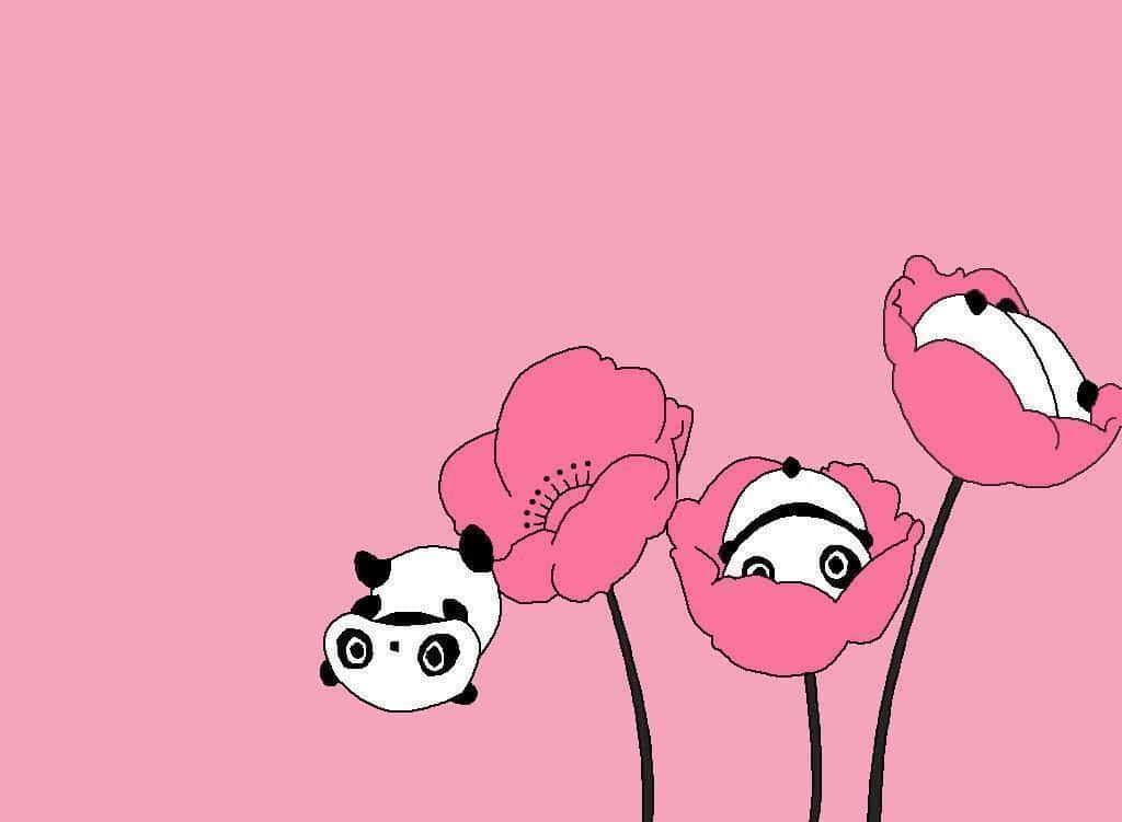 Adorable Kawaii Panda Illustration Wallpaper