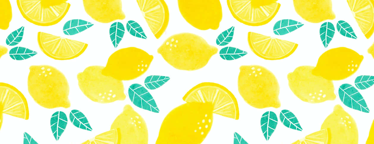 Lemons And Leaves Pattern Wallpaper
