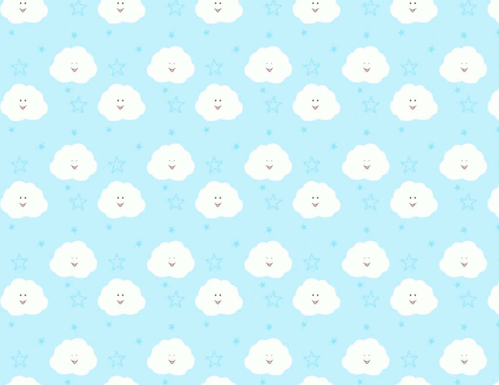 A Blue Background With White And Blue Sheep Wallpaper