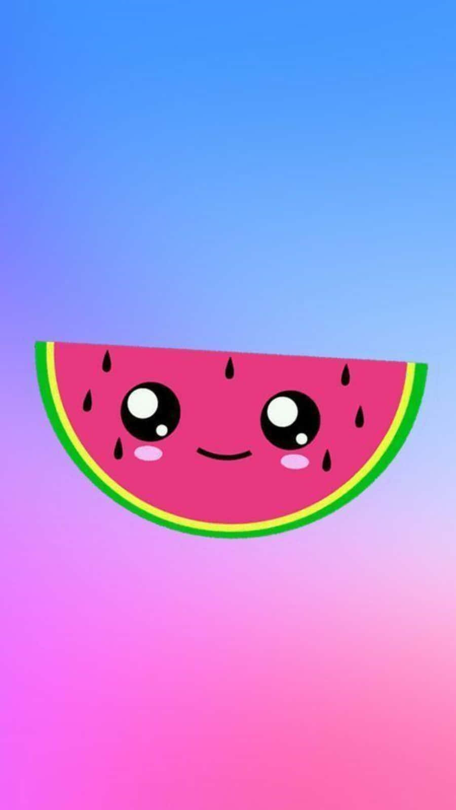 A Watermelon With A Cute Face On It