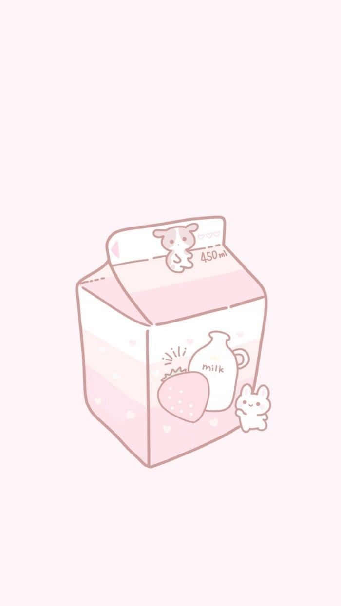 Kawaii Pink Milk Carton Aesthetic Wallpaper