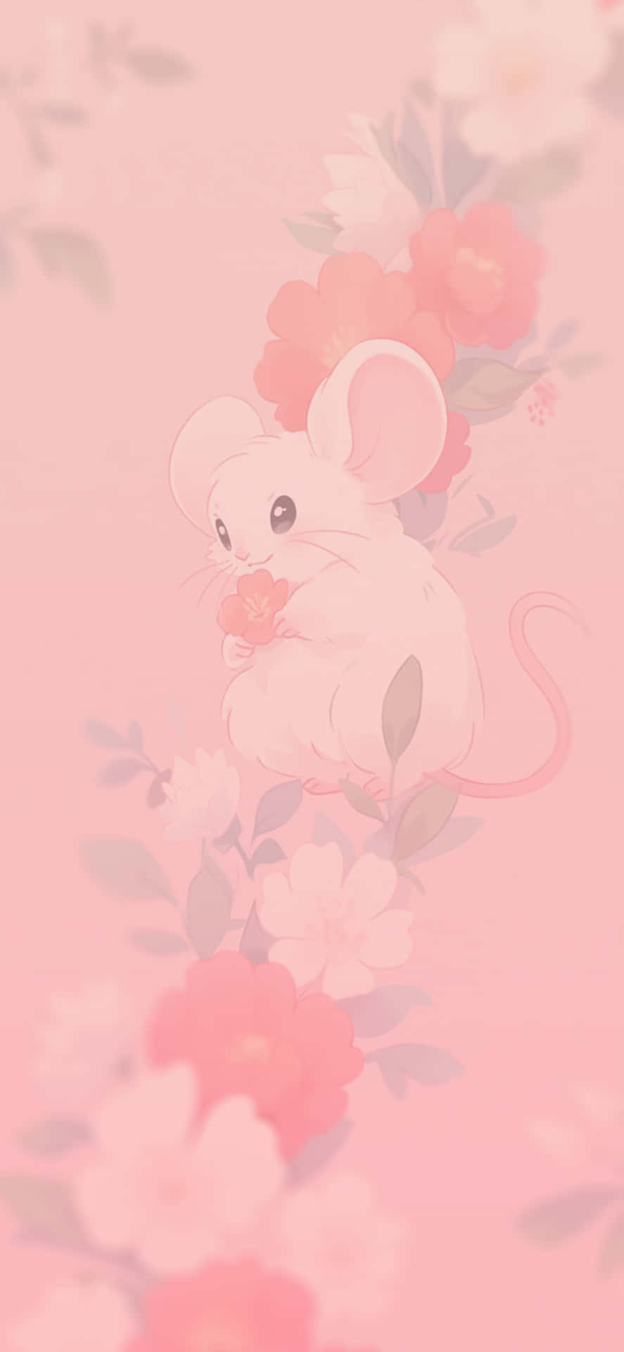 Kawaii Roze Muis Bloem Aesthetic.jpg Achtergrond