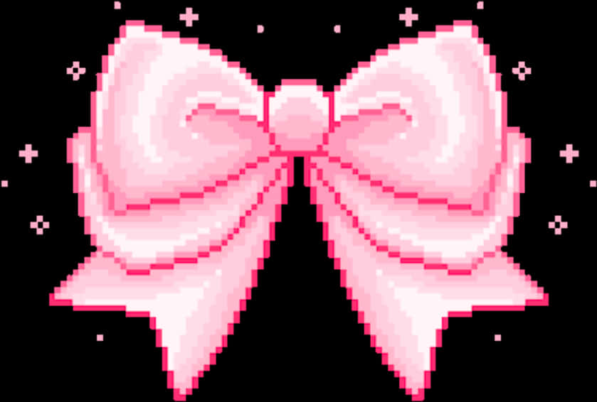 Kawaii Pink Pixel Bow PNG