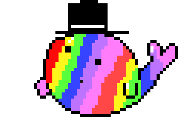Kawaii Pixel Art Whalein Top Hat PNG