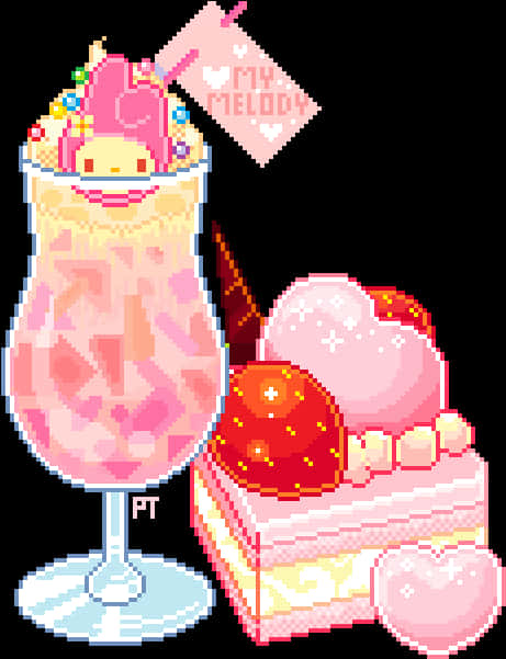 Download Kawaii Pixel Dessert Spread | Wallpapers.com