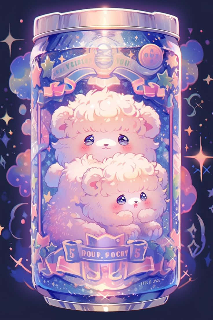 Kawaii Poodle In A Jar Illustration Wallpaper