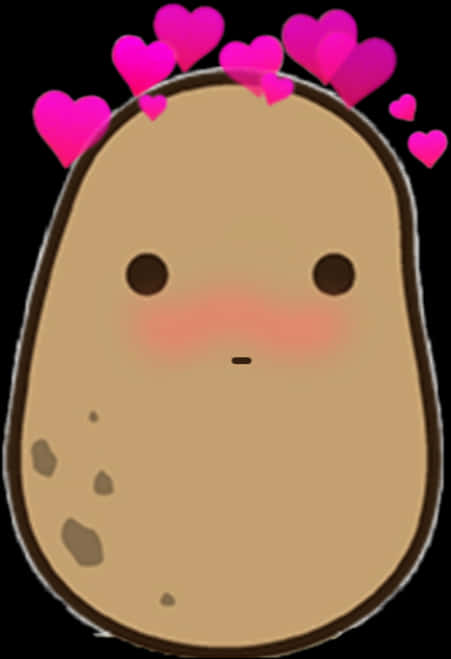 Kawaii Potatowith Hearts Blush PNG