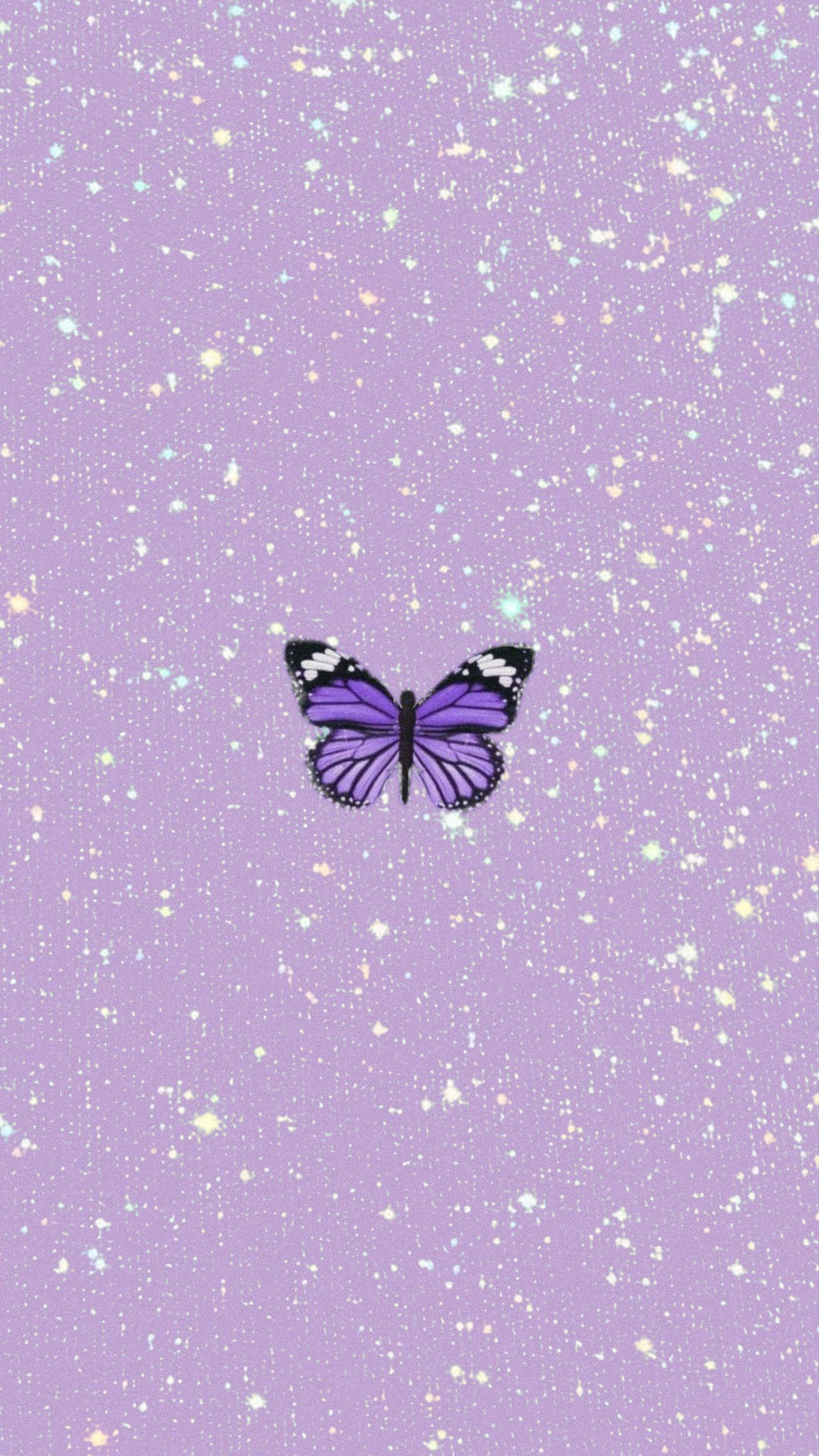 Kawaii Purple Butterfly Sparkling Background Wallpaper