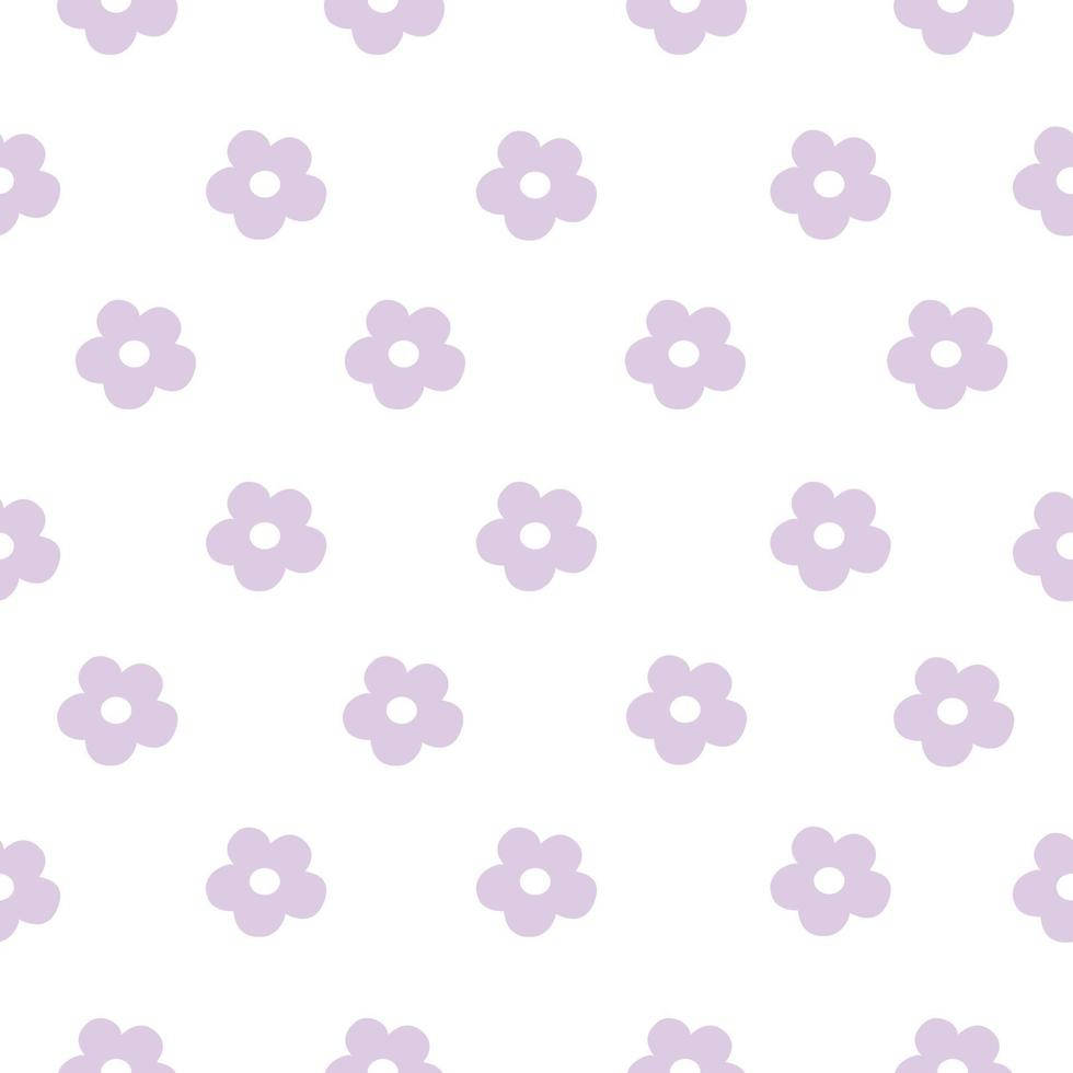 Kawaii Purple Floral Seamless Pattern Wallpaper