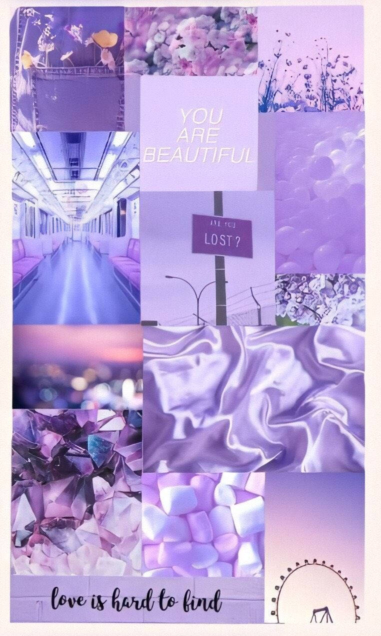 Kawaii Purple Kærlighed Æstetisk Wallpaper