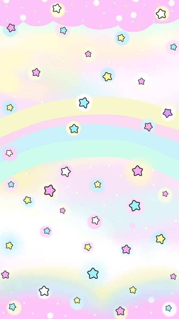 Kawaii lilla regnbue stjerner låseskab wallpaper Wallpaper