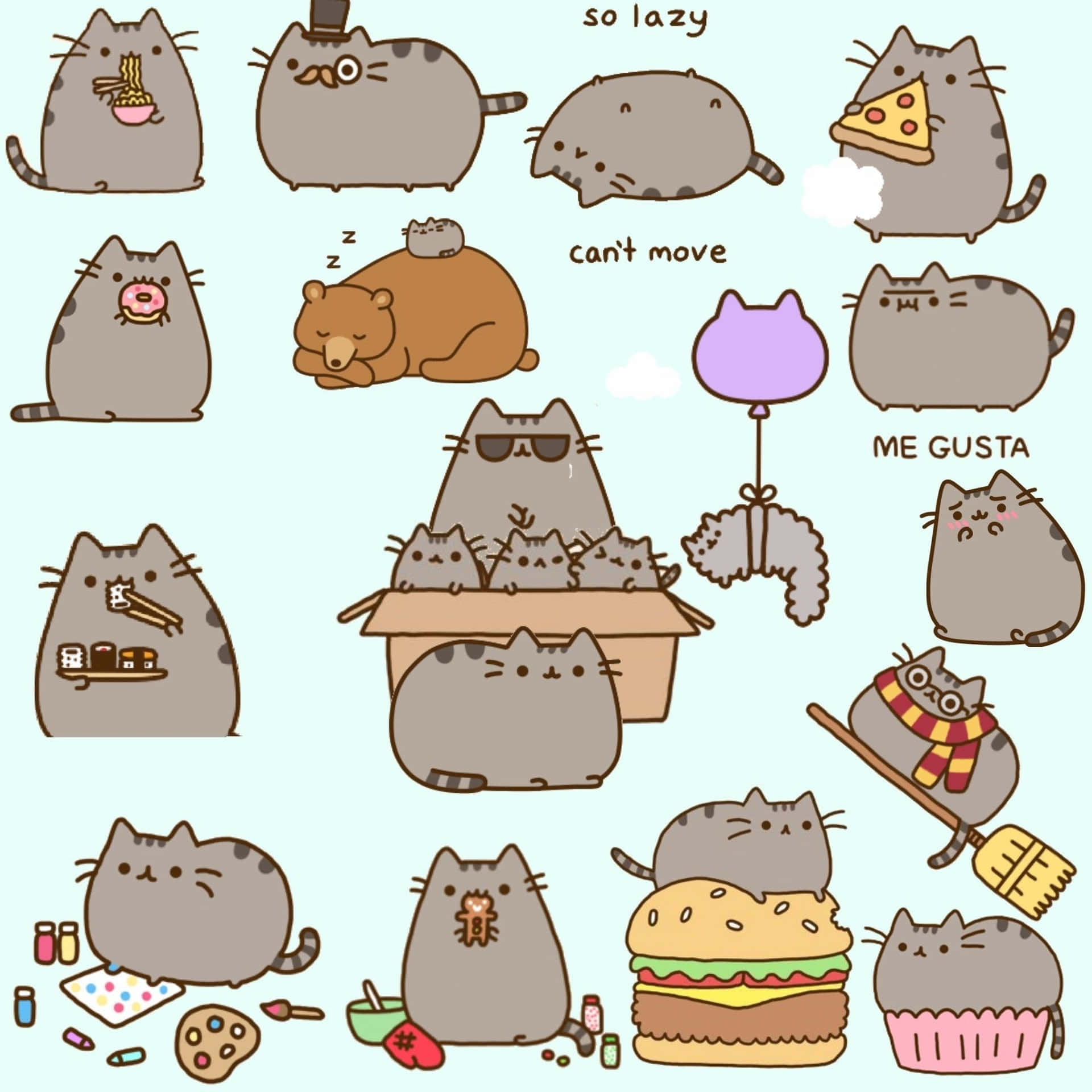 Let your whimsical side take charge with this beautiful Kawaii Pusheen wallpaper. Wallpaper