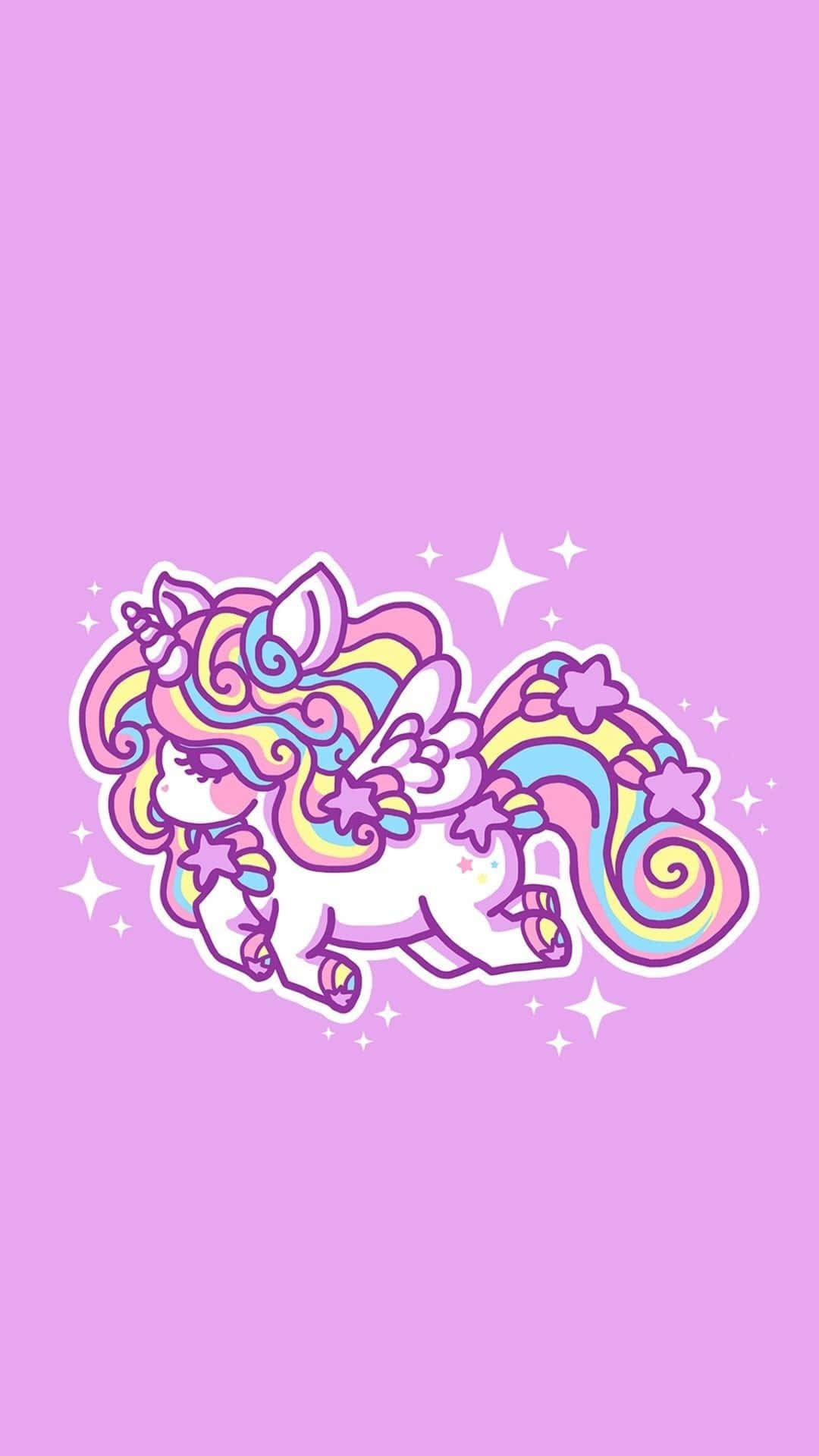 A vibrant and cute kawaii rainbow illustration perfect for adding a pop of colour to any device Wallpaper