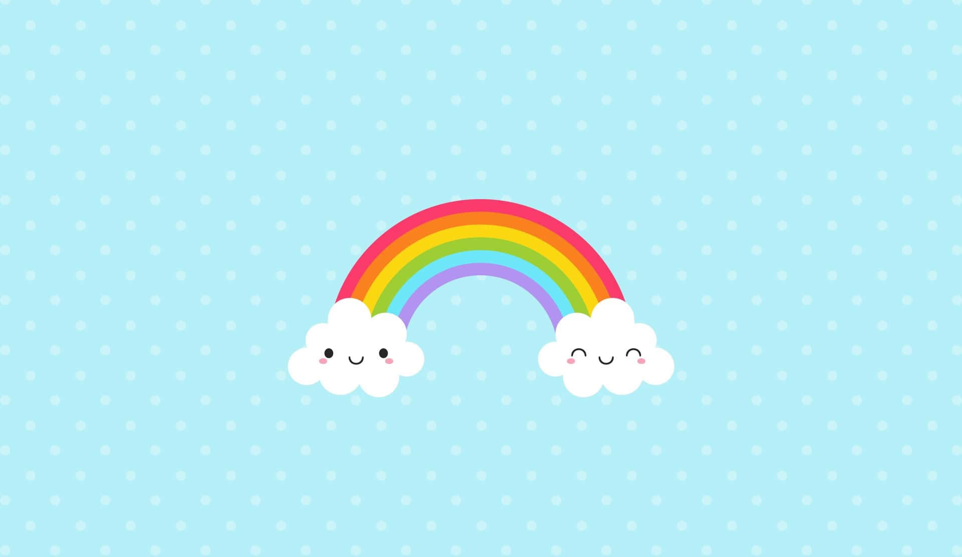 Adorable Kawaii Rainbow with Stars and Clouds Wallpaper