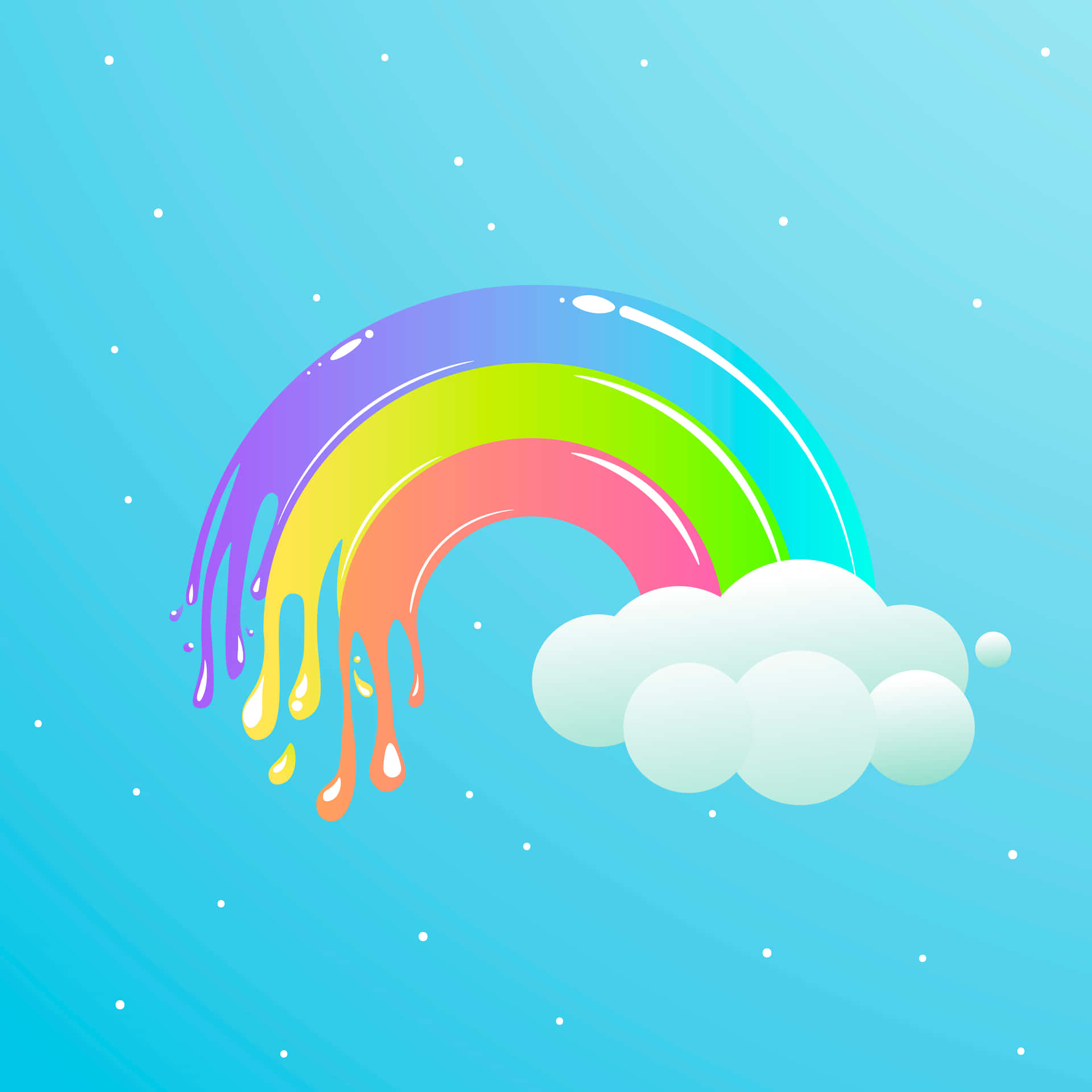Vibrant Kawaii Rainbow in a Blissful Sky Wallpaper