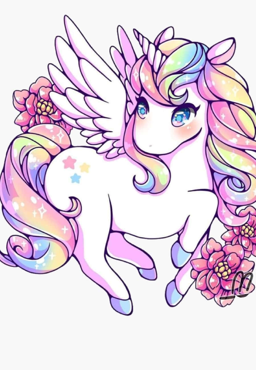 Whimsical Wonders: Embrace the Cute and Kawaii Rainbow Unicorn Anime Magic  | Sticker