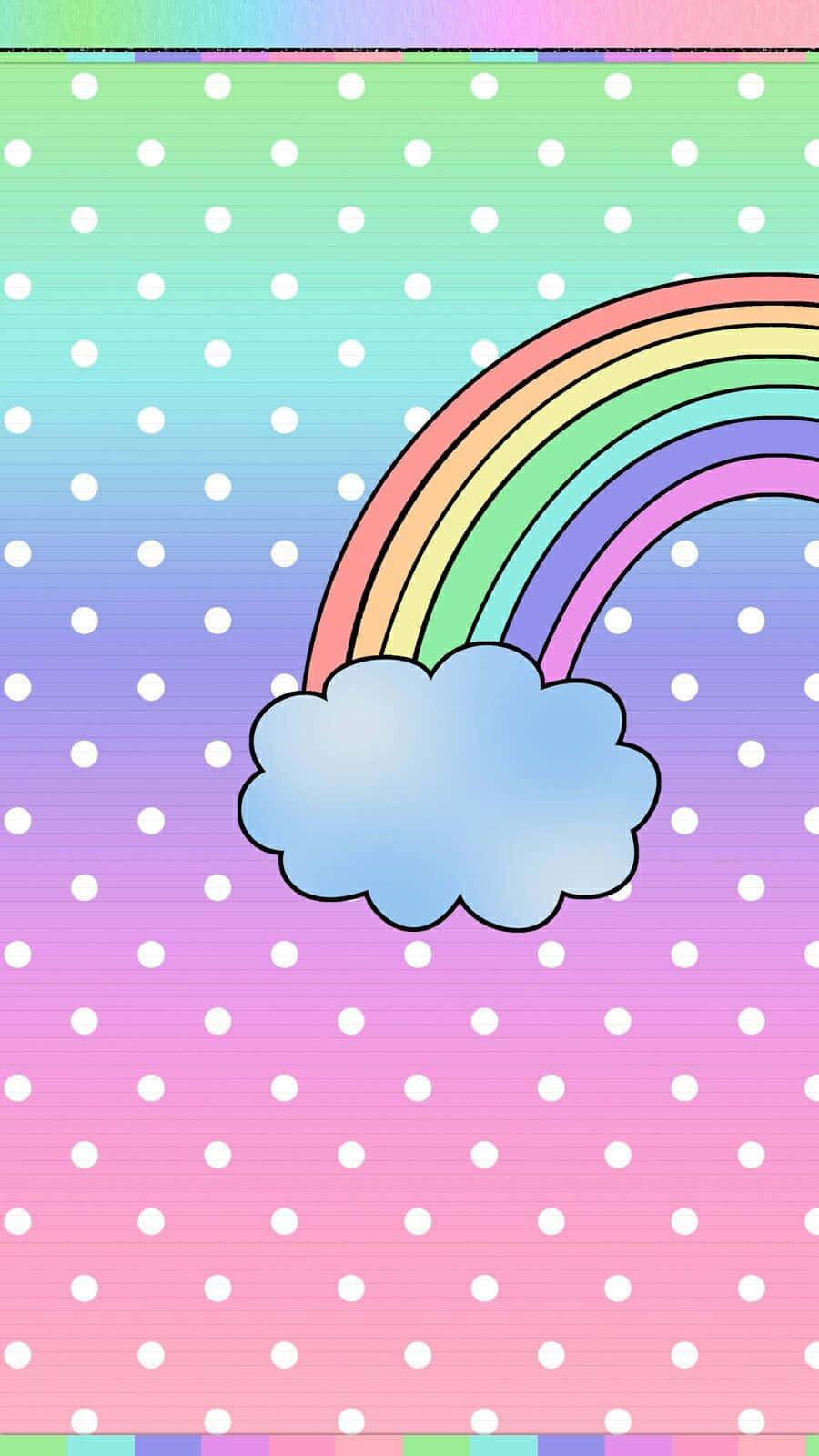 Vibrant Kawaii Rainbow in a Dreamy Sky Wallpaper