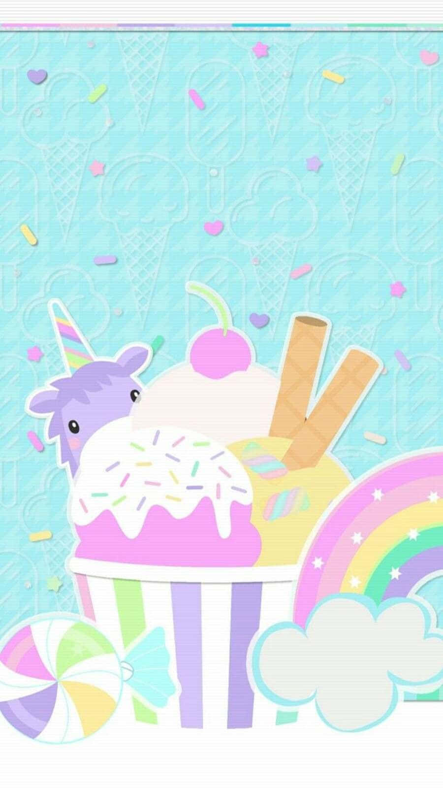 Adorablearcoíris Kawaii En Colores Pastel Fondo de pantalla