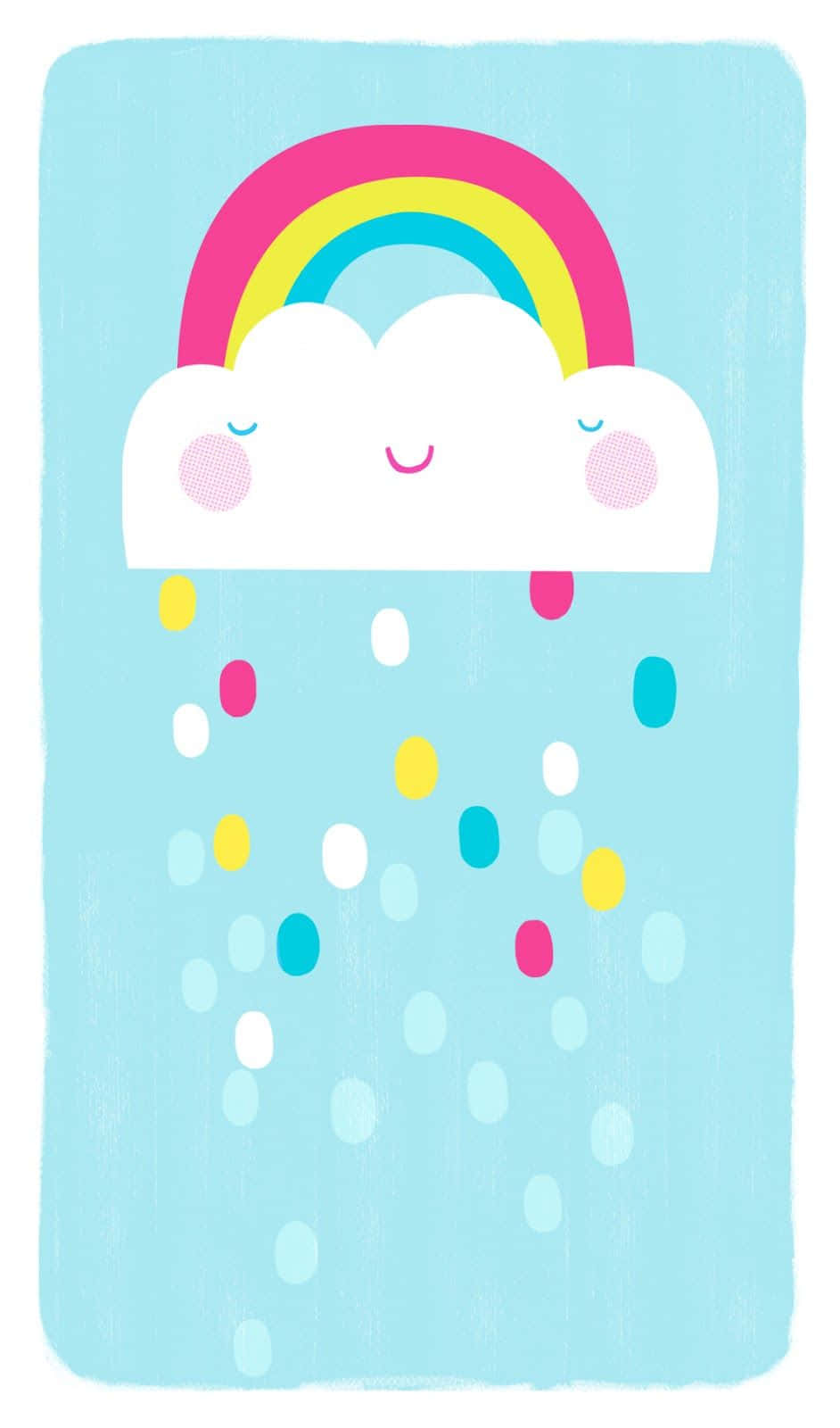 Adorable Kawaii Rainbow spreading happiness and magic in a pastel sky Wallpaper