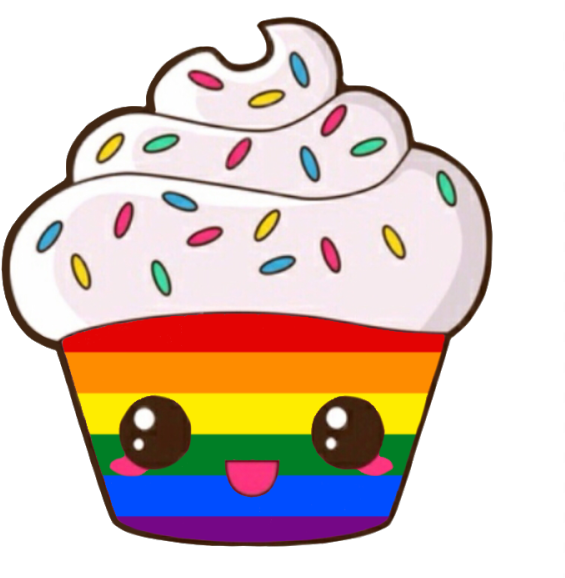 Kawaii Rainbow Cupcake Graphic PNG