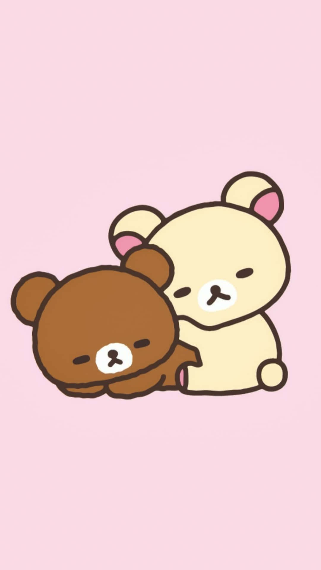 Download Two Kawaii Bears Are Sitting On A Pink Background Wallpaper ...